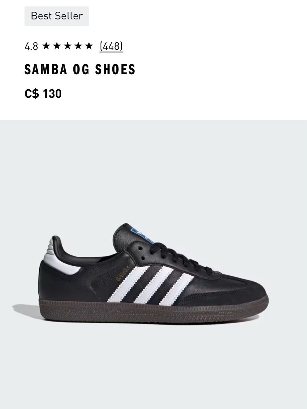 adidas Samba OG Sneakers — Black with White Stripes